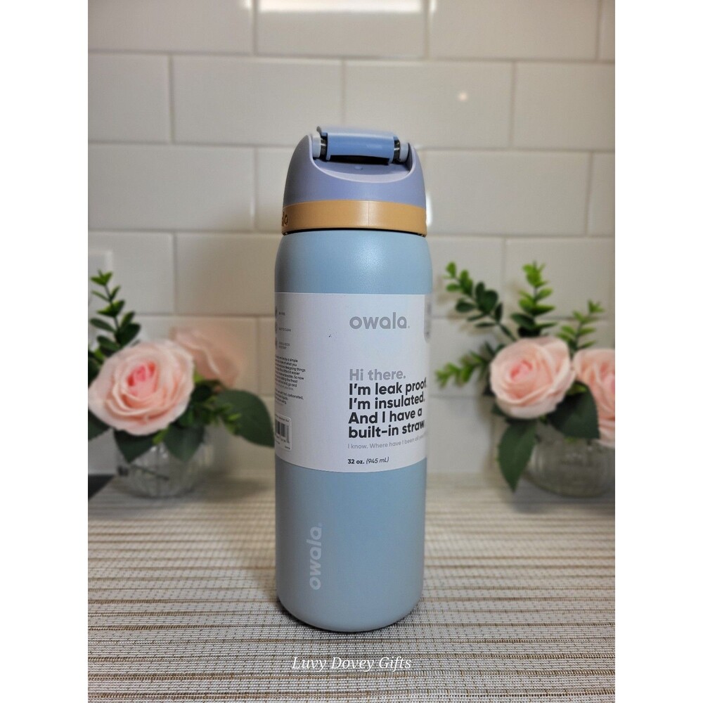 Owala 32oz FreeSip Blue Stainless Steel Water Bottle Color DEW DROP NWT